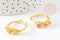 Bague réglable trois marguerites laiton doré 17mm, x1 (G0560)