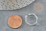 Bague réglable vague argent 925 massif 18mm, x1 (G9141)