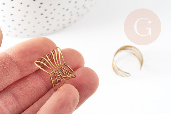 Bague réglable vague laiton brut 19mm,x2 (G5306)