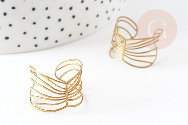 Bague réglable vague laiton brut 19mm,x2 (G5306)