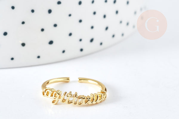 Bague signe astrologique laiton doré anneau ouvert 17.5mm, x1 (G8447)