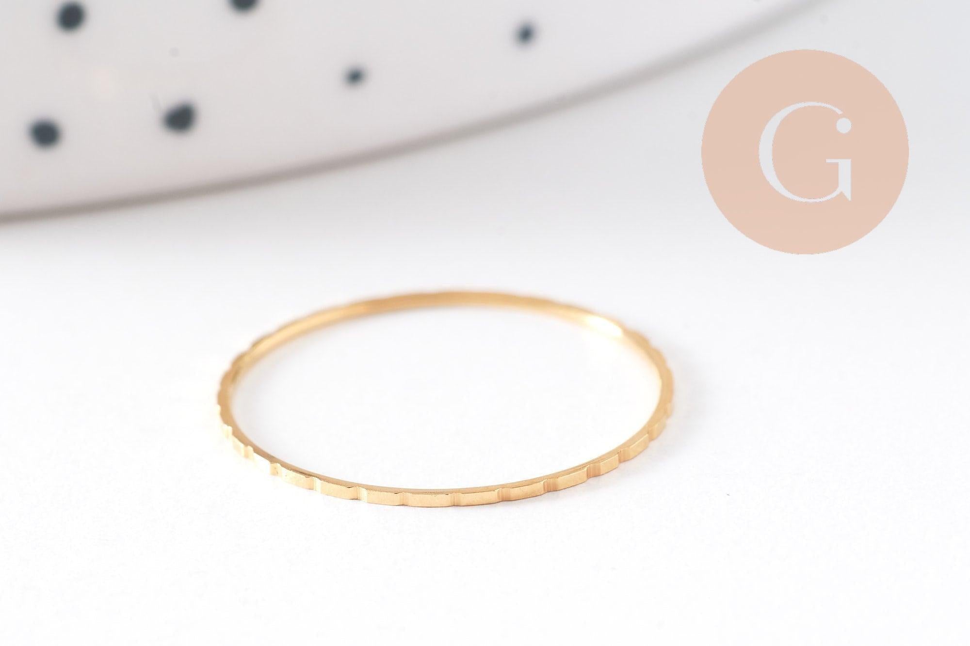Bague très fine alliance acier inoxydable doré rainurée 1mm, x1 (G10499)