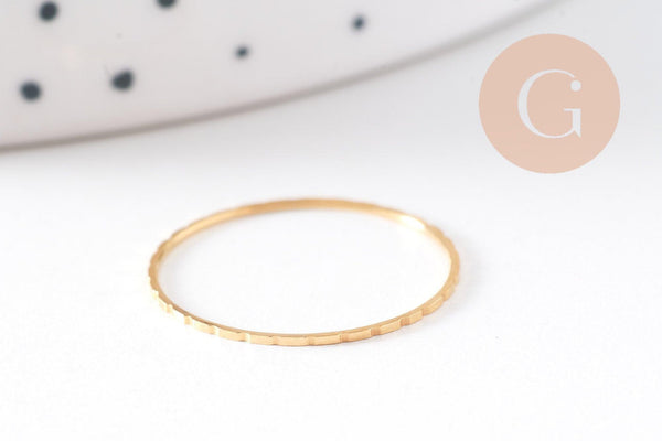 Bague très fine alliance acier inoxydable doré rainurée 1mm, x1 (G10499)