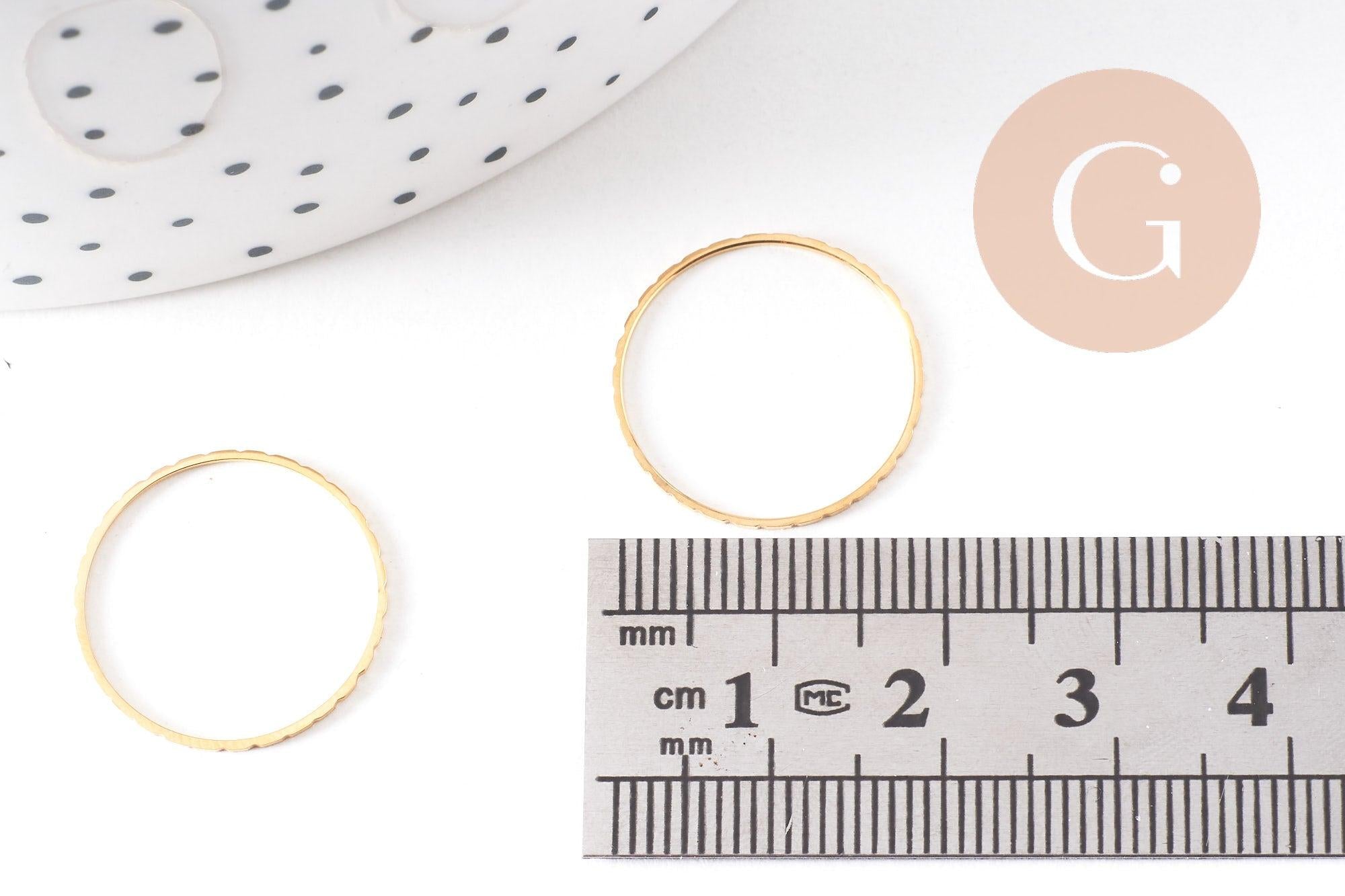 Bague très fine alliance acier inoxydable doré rainurée 1mm, x1 (G10499)