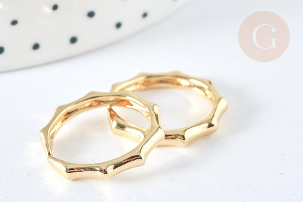 Bague vague laiton doré Taille 53 16,9mm, creation bague laiton doré, x1 (G7385)