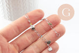 Base bracelet fin résine colorée acier 304 platine avec anneaux 23mm, x1 (G9681)