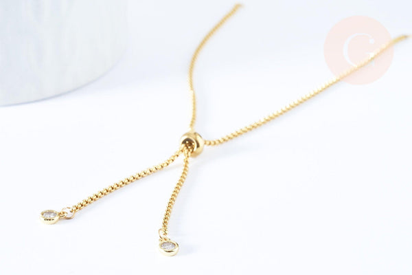 Base bracelet vénitienne chaine réglable acier inoxydable 304 doré 13cm, x1 (G6980)