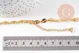 Base de bracelet ajustable laiton doré 14k grain de café 23cm, x1 (G5964)