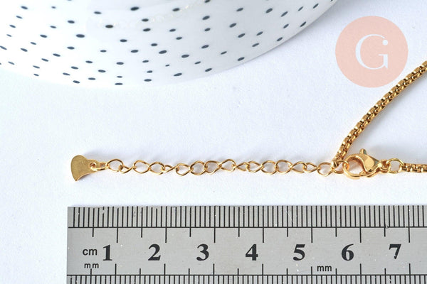 Base de bracelet ajustable maille vénitienne or acier 304 inoxydable doré 14k 16cm, x1 G5991