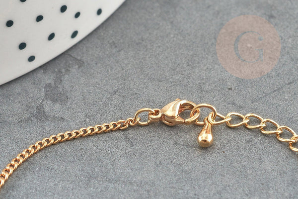 Base de bracelet chaine dorée maille plate 16K 2.5microns 17.7cm, x1 (G9243)
