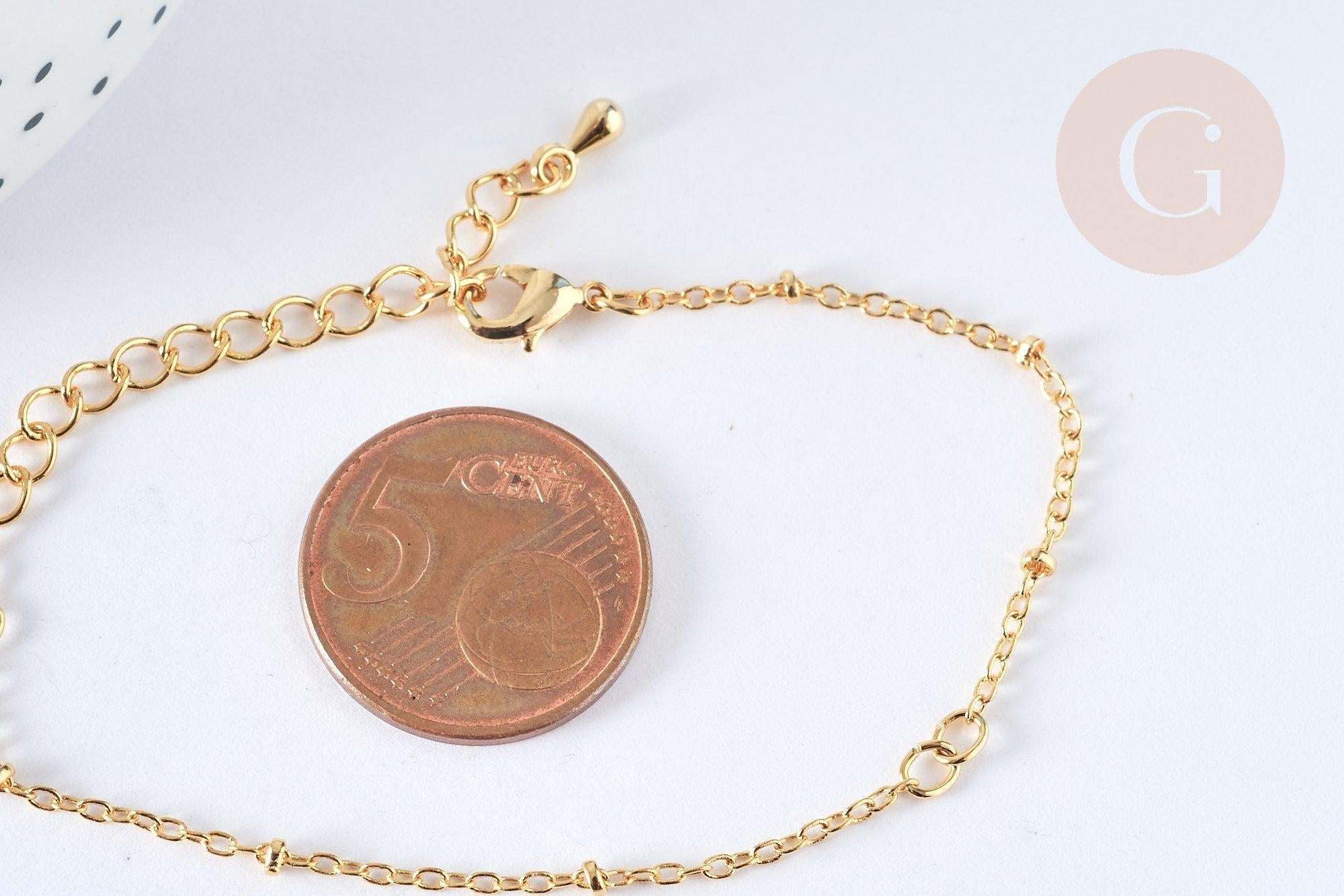 Base de bracelet chaine dorée satellite 16K 2.5microns 17.7cm, x1 (G8182)