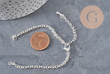 Base de pulsera de cadena forzada de acero inoxidable 304 plateado de 4mm/15.5cm, x1 (G11211)
