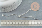 Base de bracelet chaine vénitienne acier 304 inoxydable platine 15.5cm, x1 (G9448)