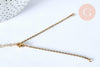 Base de bracelet fine maille acier 304 inoxydable doré 14k avec anneaux 18cm, x1 (G5436)