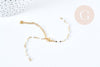 Base de bracelet réglable chaine résine blanche acier doré 14k inoxydable 16.2cm, x1 (G8623)
