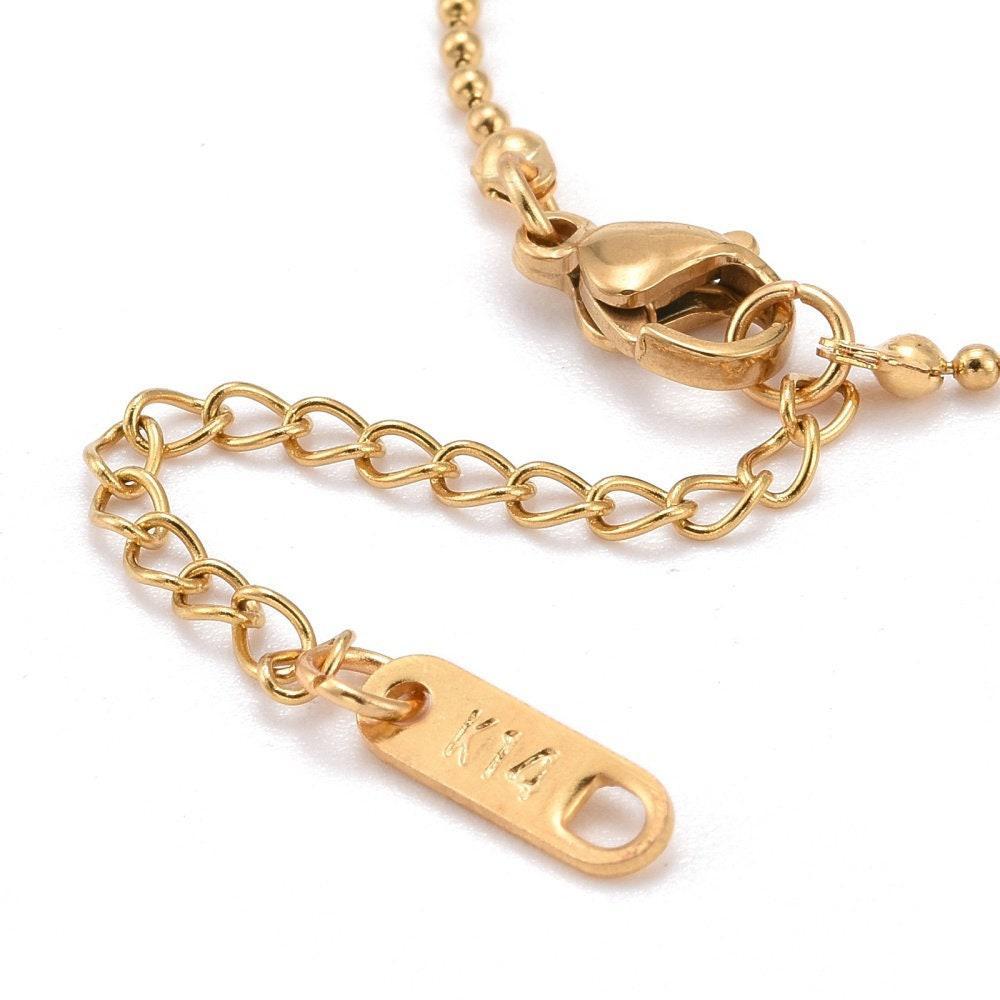 Base de bracelet réglable maille boule acier 304 inoxydable doré 15.8cm, x1 (G5966)