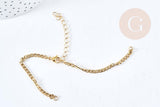 Base de bracelet réglable maille gourmette acier doré 304 inoxydable 15.5cm, x1 (G8624)