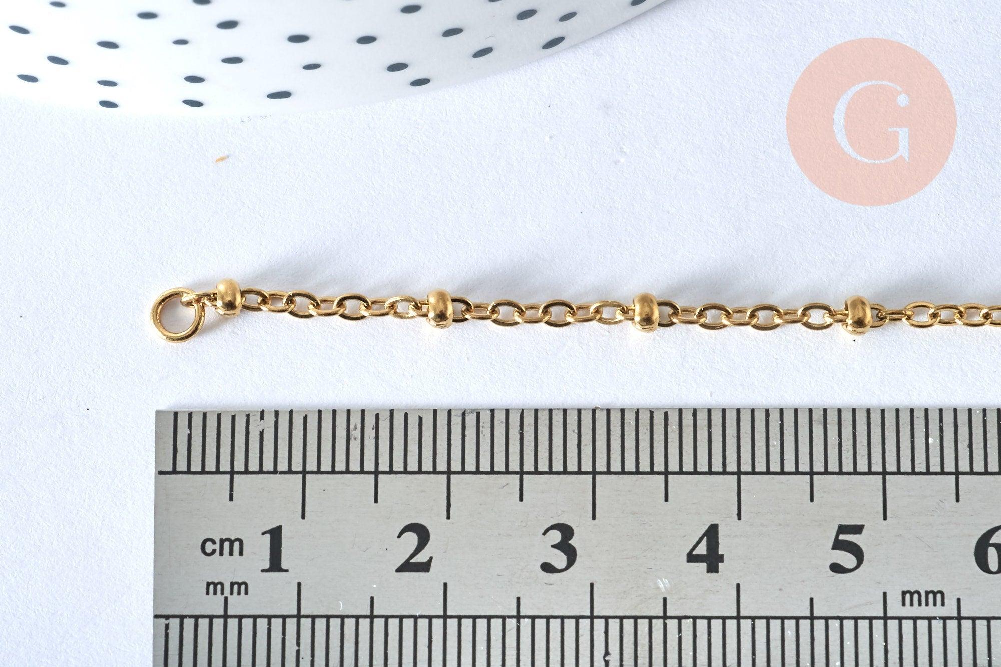 Base de bracelet réglable satellite or acier 14k 15.8cm, sans nickel, bracelet or acier inoxydable, x1 G5968