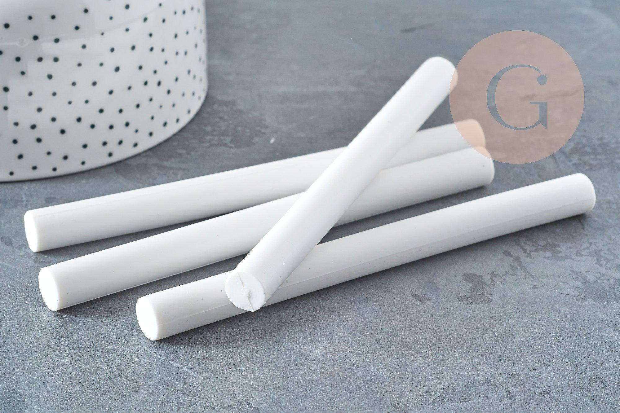 Baton de cire à cacheter blanc 135mm, fourniture pour création de sceaux personnalisés invitations de mariage DIY, x1 (G8918)