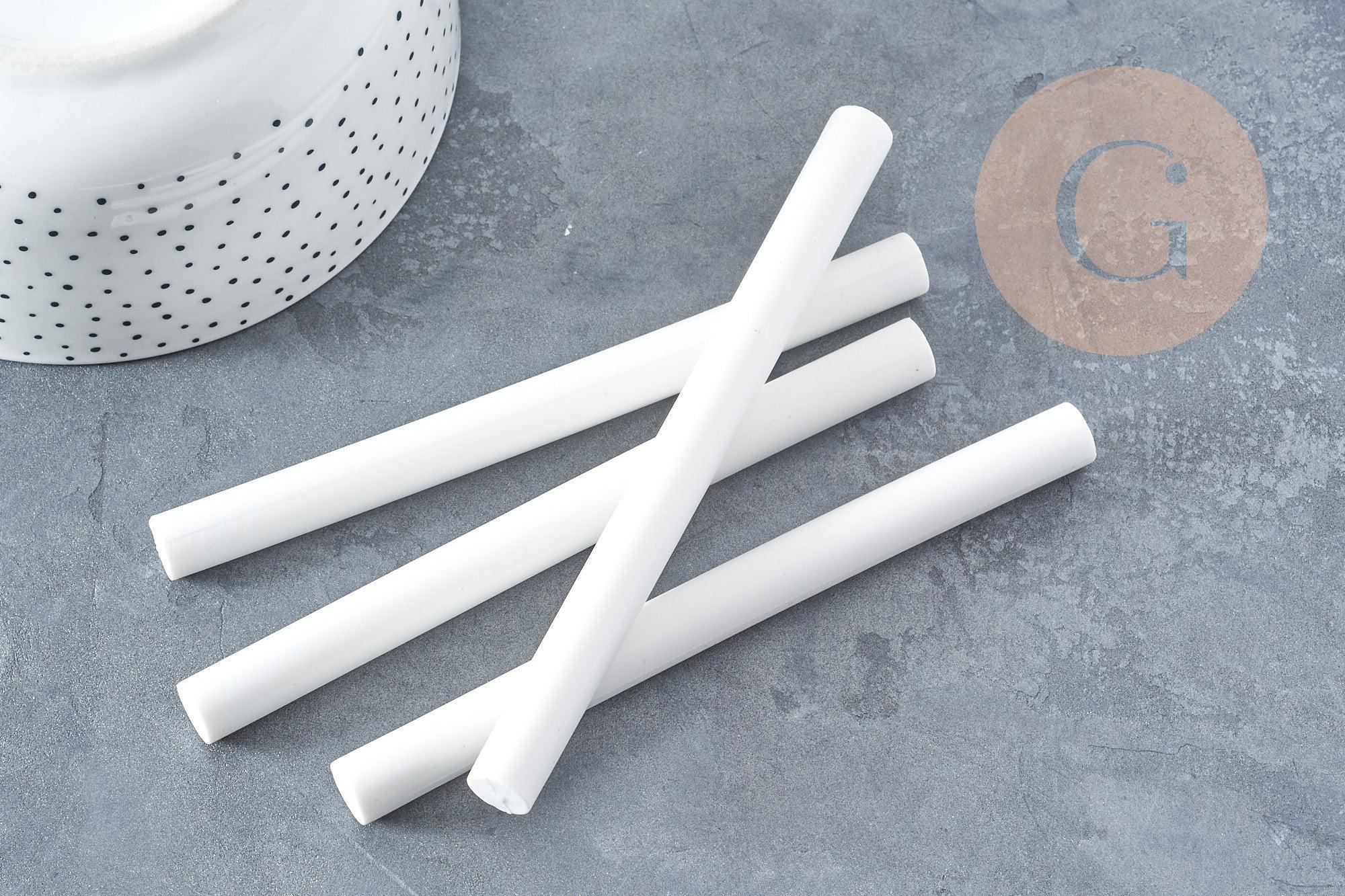 Baton de cire à cacheter blanc 135mm, fourniture pour création de sceaux personnalisés invitations de mariage DIY, x1 (G8918)