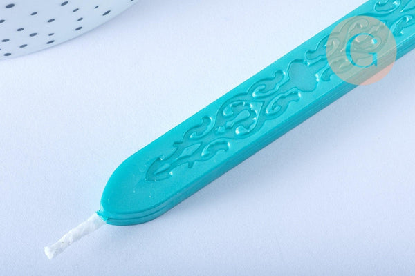 Batonnet de cire à cacheter vert nacré avec mèche, x1 (G7158)