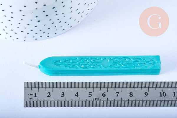 Batonnet de cire à cacheter vert nacré avec mèche, x1 (G7158)