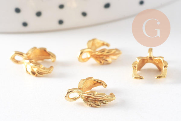 Bélière feuille zamac doré 11mm, x10 (G3515)