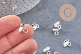 Bélière pendentif coupelle en acier 201 inoxydable argenté 7x10mm, x10 (G10903)
