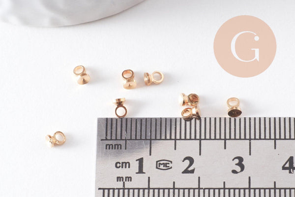 Bélière pendentif coupelles en laiton doré 4mm, x10 (G5258)