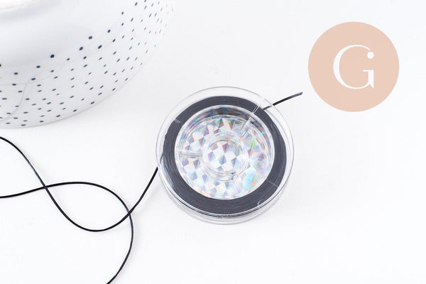 Bobine fil élastique nylon noir 0.8mm, x1 bobine de 10 mètres (G10084)