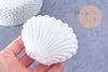 Boite bijou coquillage plastique blanc 9x7.5cm, x1 (G6629)