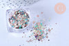 Boite paillettes holographiques nailart inclusion résine ou création pâte polymère, x1 boite de 0.3 gr (G6855)