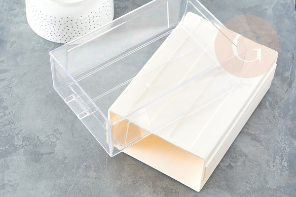 Boite rangement perles bijoux fournitures en plastique 1 tiroir 21cm, x1 (G9188)