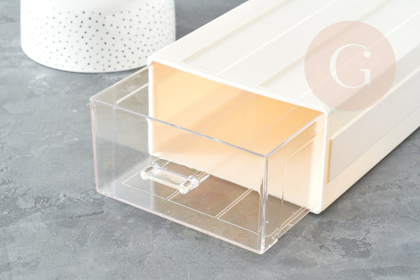 Boite rangement perles bijoux fournitures en plastique 1 tiroir 21cm, x1 (G9188)