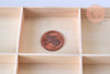 Boite rangement perles en bois massif rectangulaire 6 cases, longueur 17cm, x1 (G5575)