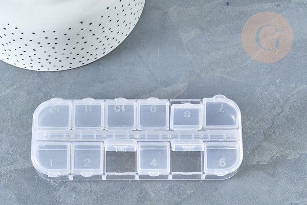 Boite rangement perles en plastique rectangulaire, x1 (G8162)
