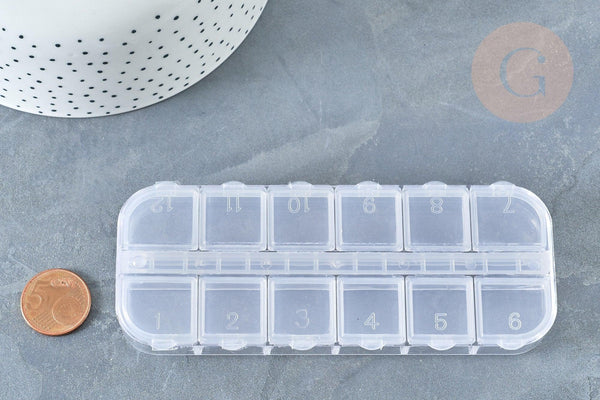 Boite rangement perles en plastique rectangulaire, x1 (G8162)