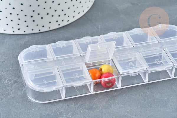 Boite rangement perles en plastique rectangulaire, x1 (G8162)
