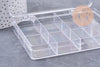 Boite rangement perles en plastique trnsparent rectangulaire 12 cases 13cm, x1 (G10257)