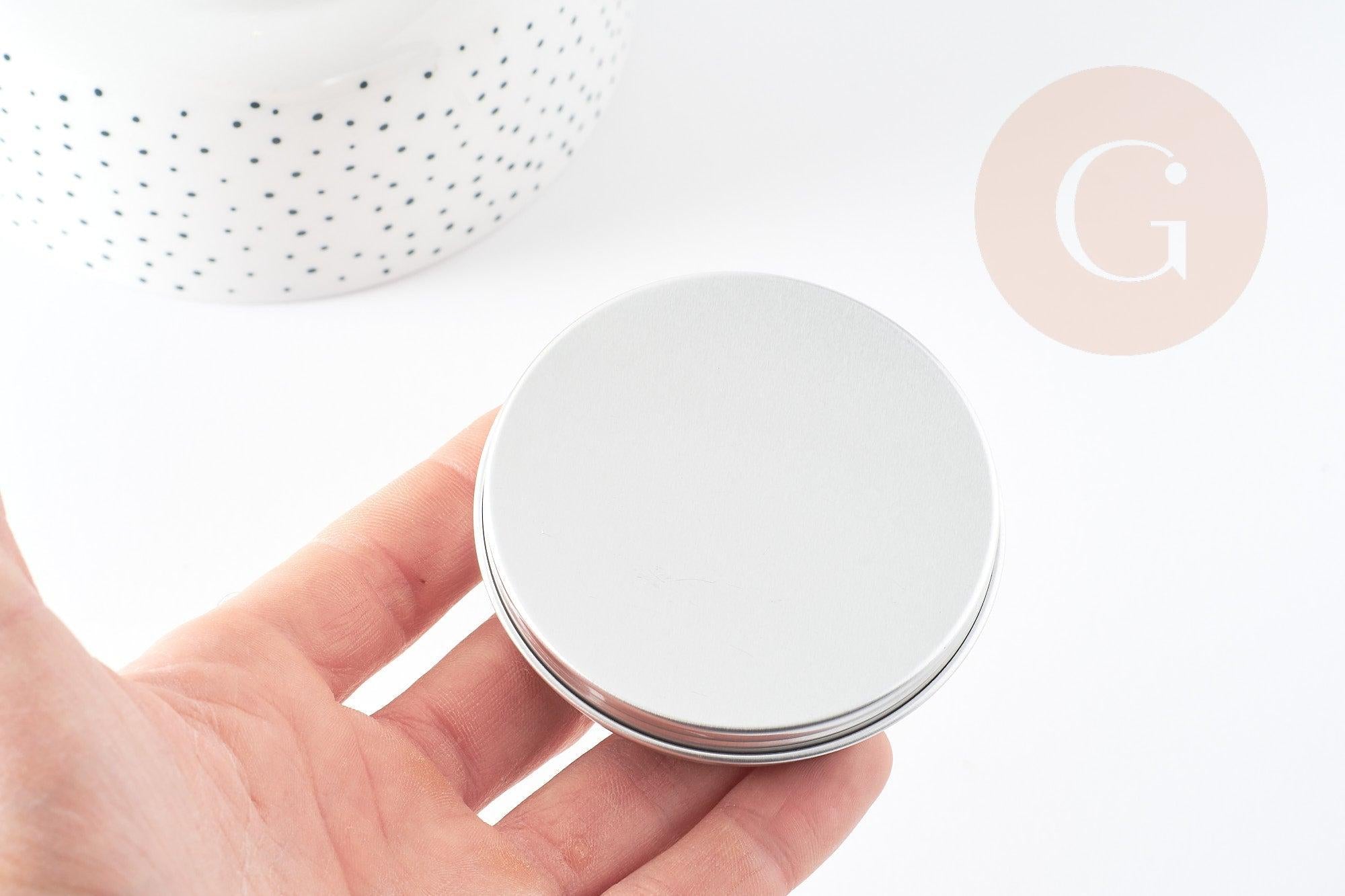 Boite rangement perles métal aluminium ronde 7.15cm, x1 (G2345)