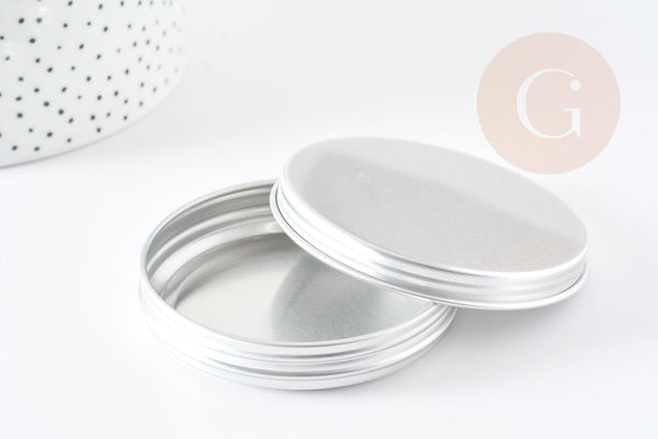 Boite rangement perles métal aluminium ronde 7.15cm, x1 (G2345)