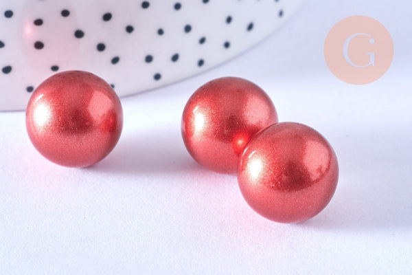 Bola carillon d'harmonie rouge métallisé 16mm, x1 (G6685)