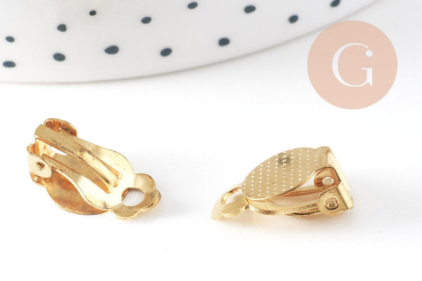 Boucles Clip oreilles non percées laiton brut 16mm, x10 (G1520)