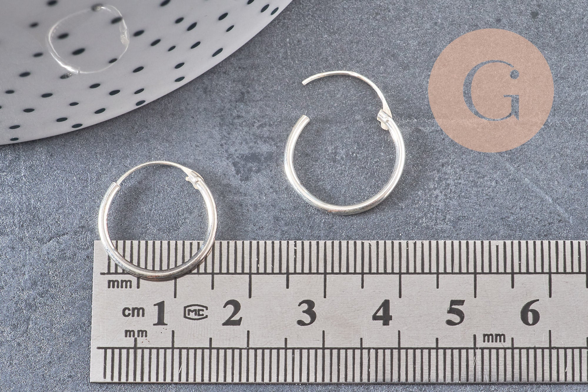 Boucles créoles fine argent 925 massif 16mm, x2 (G4685)