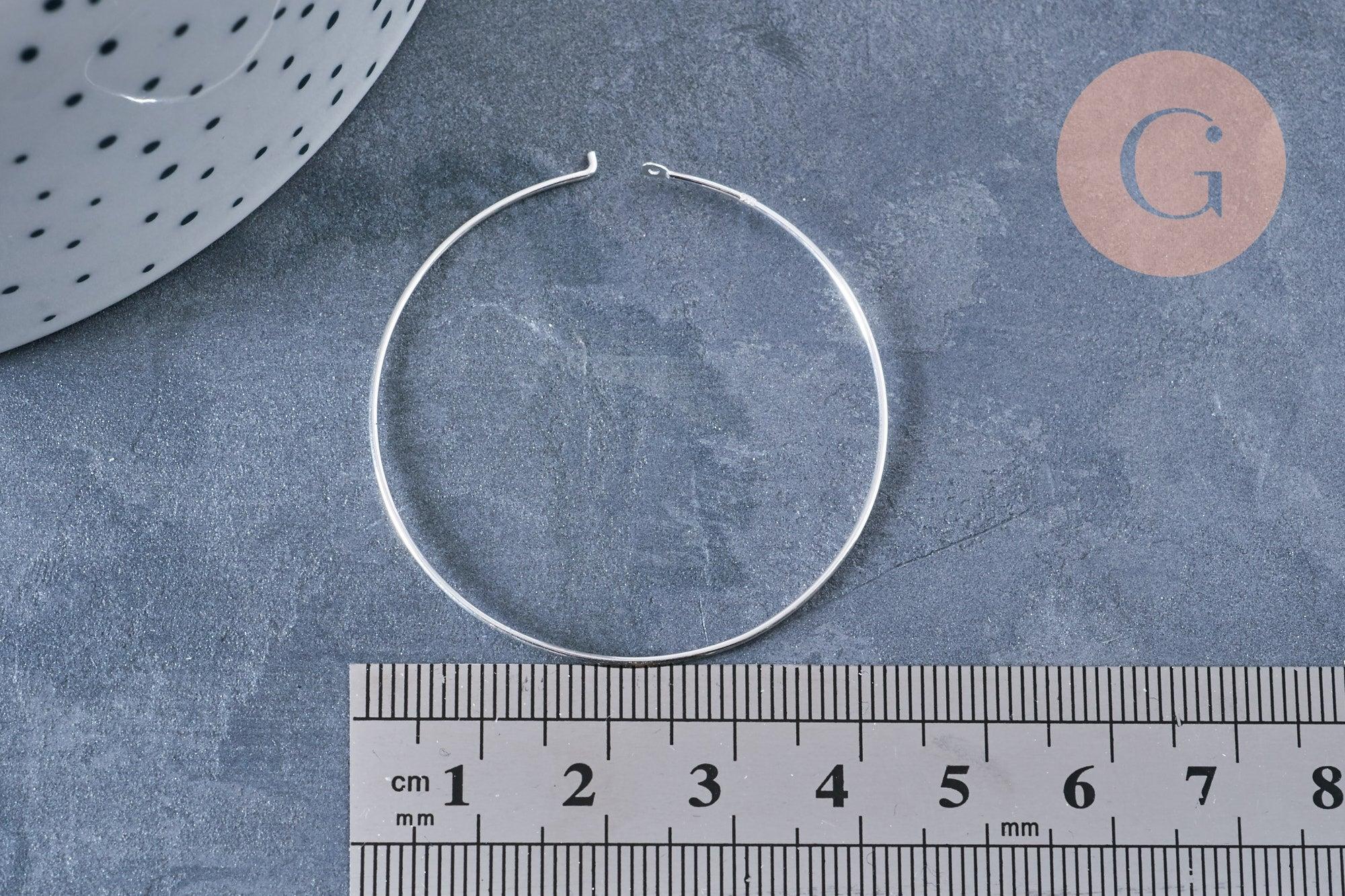 Boucles créoles fine argent massif 925 40mm, x2 (G8861)