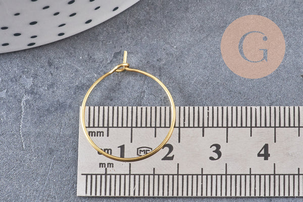 Boucles créoles laiton brut 20mm, x10 (G3730)