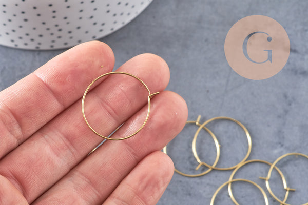 Boucles créoles laiton brut 25mm, x10 (G1906)