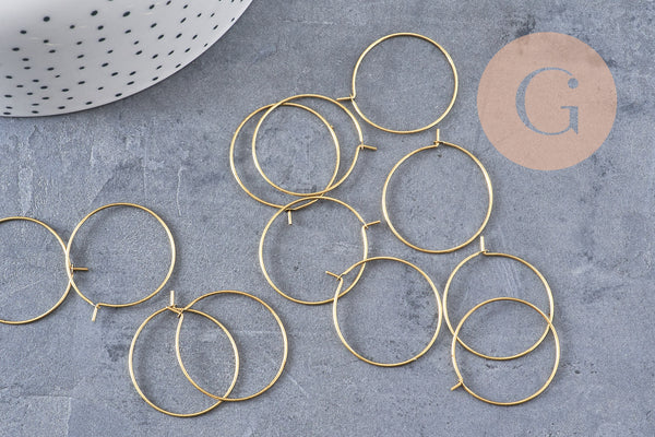 Boucles créoles laiton brut 25mm, x10 (G1906)