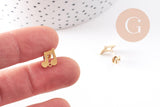 Boucles d'oreille puce pin's note de musique acier 304 inoxydable doré 9mm, la paire (G10253)