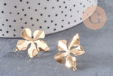 Boucles d'oreilles fleur XL laiton doré 18K 19mm, la paire, (G10757)
